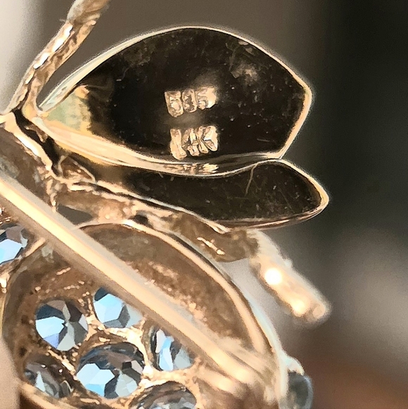 14KYG BLUE TOPAZ BEE BROOCH/PENDANT - Picture 9 of 9